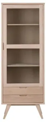 A Line Oak Tall Display Cabinet with Storage - Oak Veneer