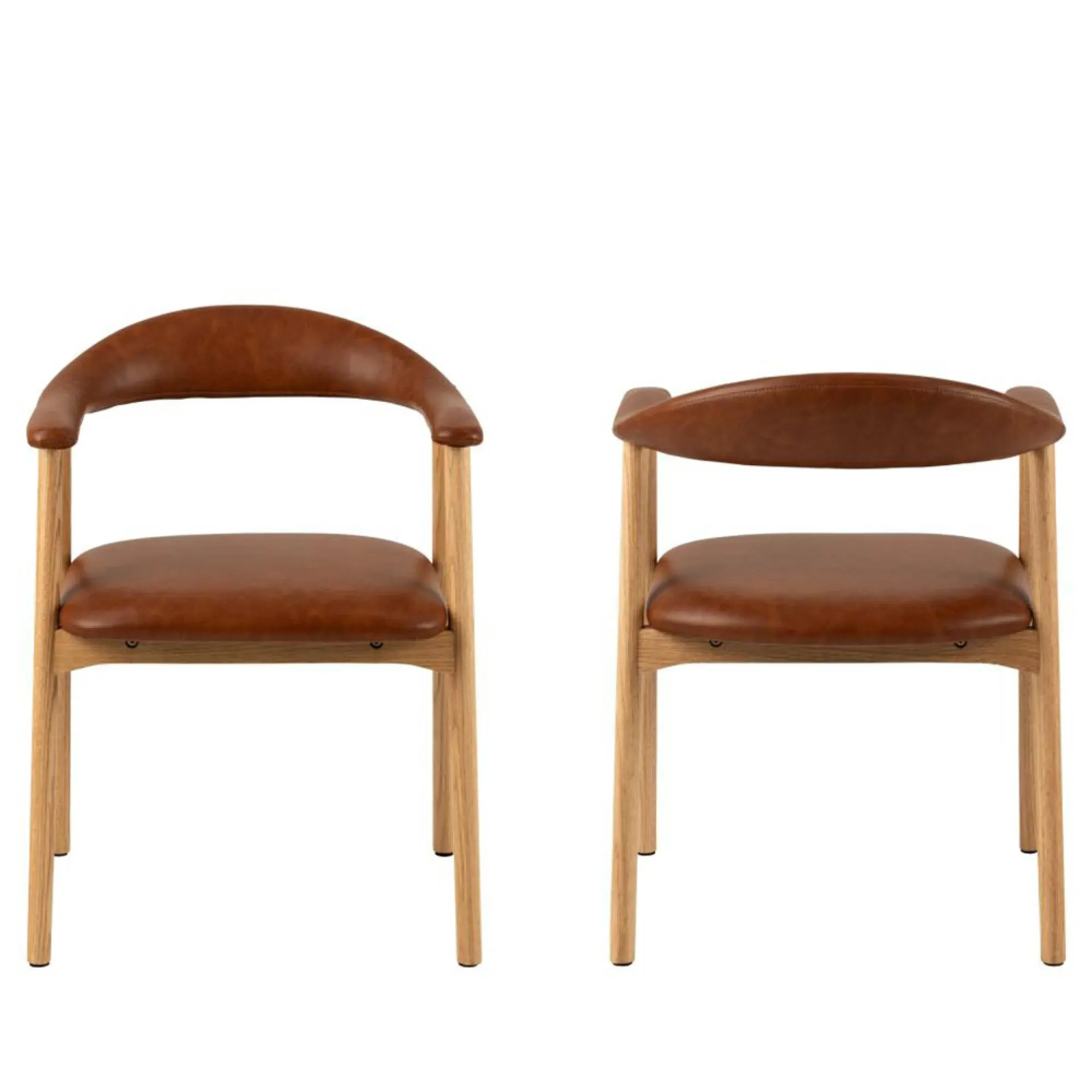 Addi Dining Armchair Set of 2 - Brandy, Faux Leather