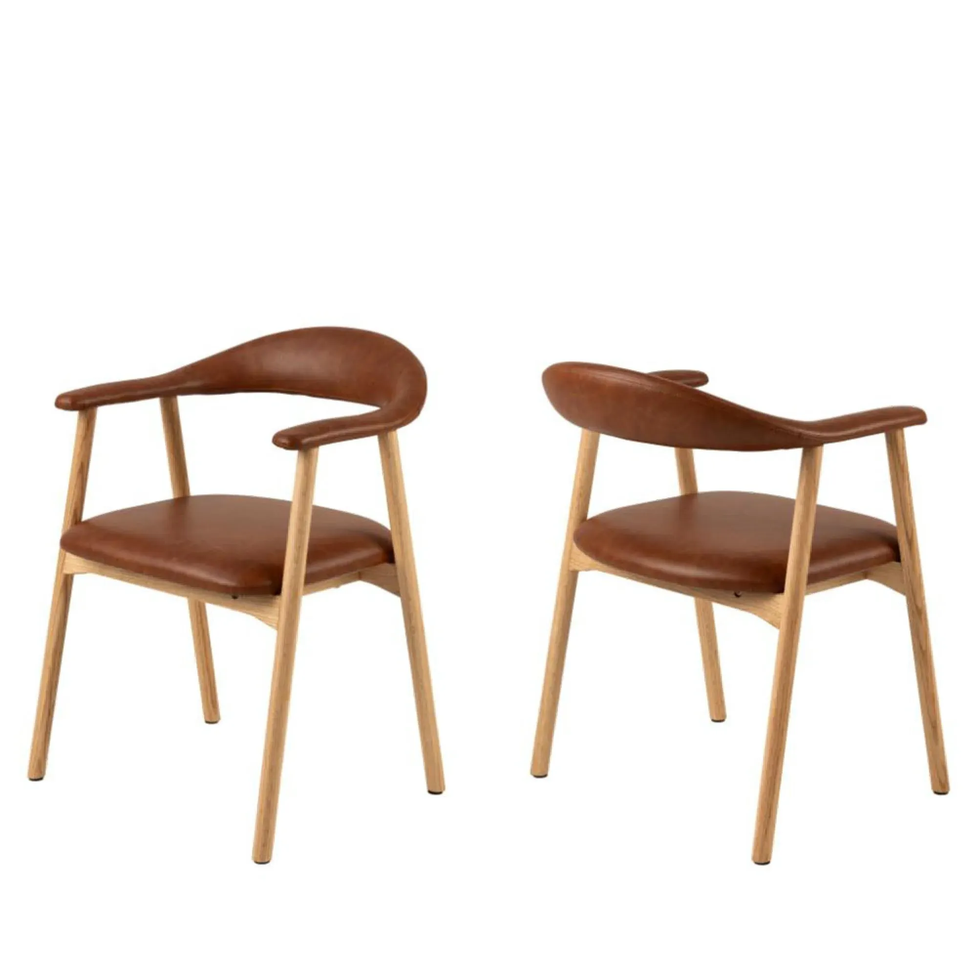 Addi Dining Armchair Set of 2 - Brandy, Faux Leather