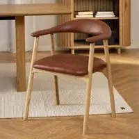 Addi Dining Armchair Set of 2 - Brandy, Faux Leather