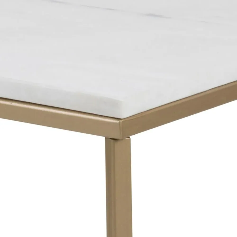 Alisma Coffee Table - White, Marble Effect
