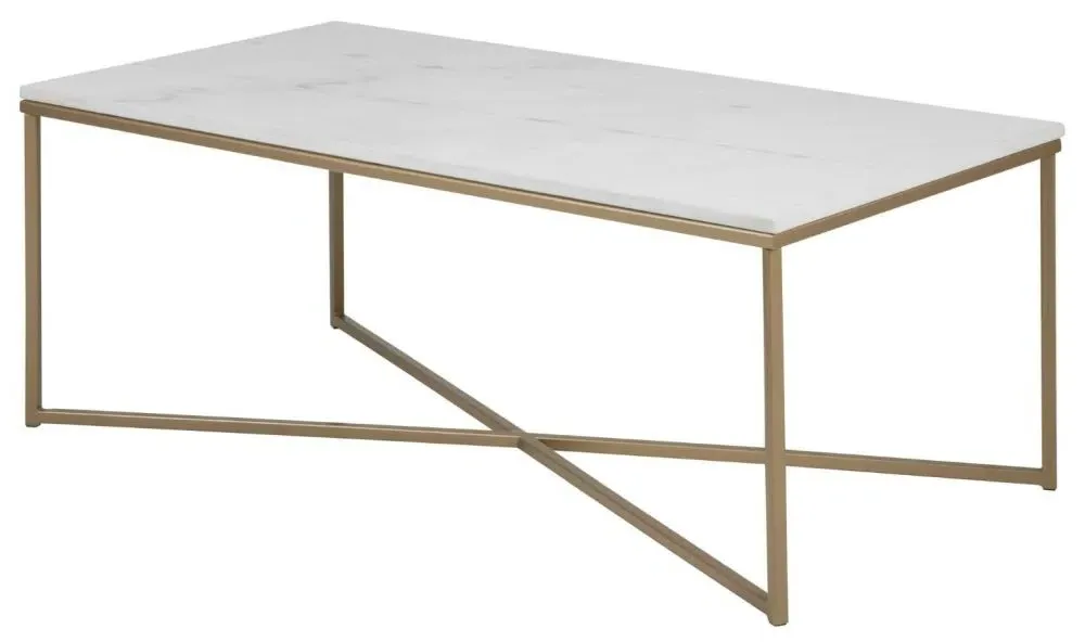Alisma Coffee Table - White, Marble Effect
