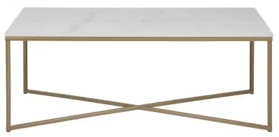Alisma Coffee Table - White, Marble Effect