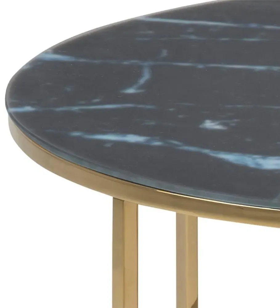Alisma Round Coffee Table - Black, Marble Effect