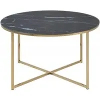 Alisma Round Coffee Table - Black, Marble Effect