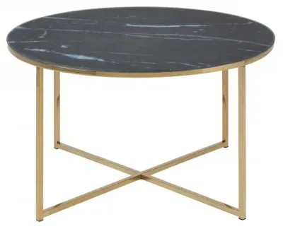 Alisma Round Coffee Table - Black, Marble Effect image
