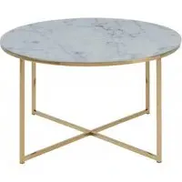 Alisma Round Coffee Table - White, Marble Effect