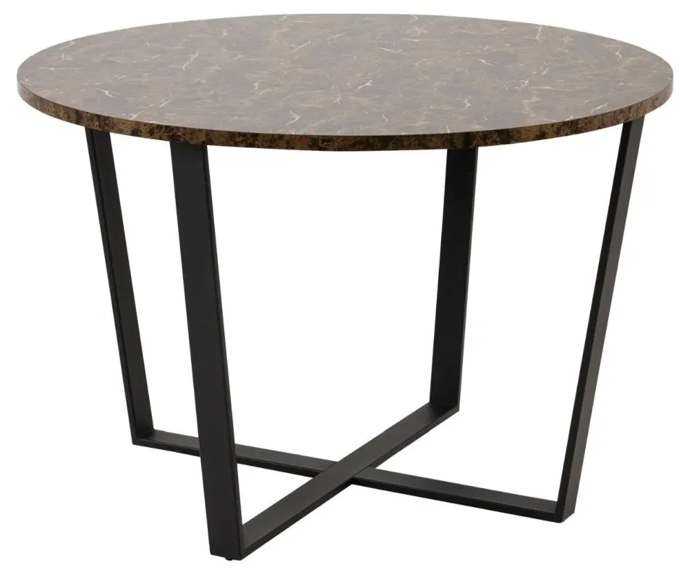 Amble 4 Seater Round Dining Table - Brown, Marble Effect