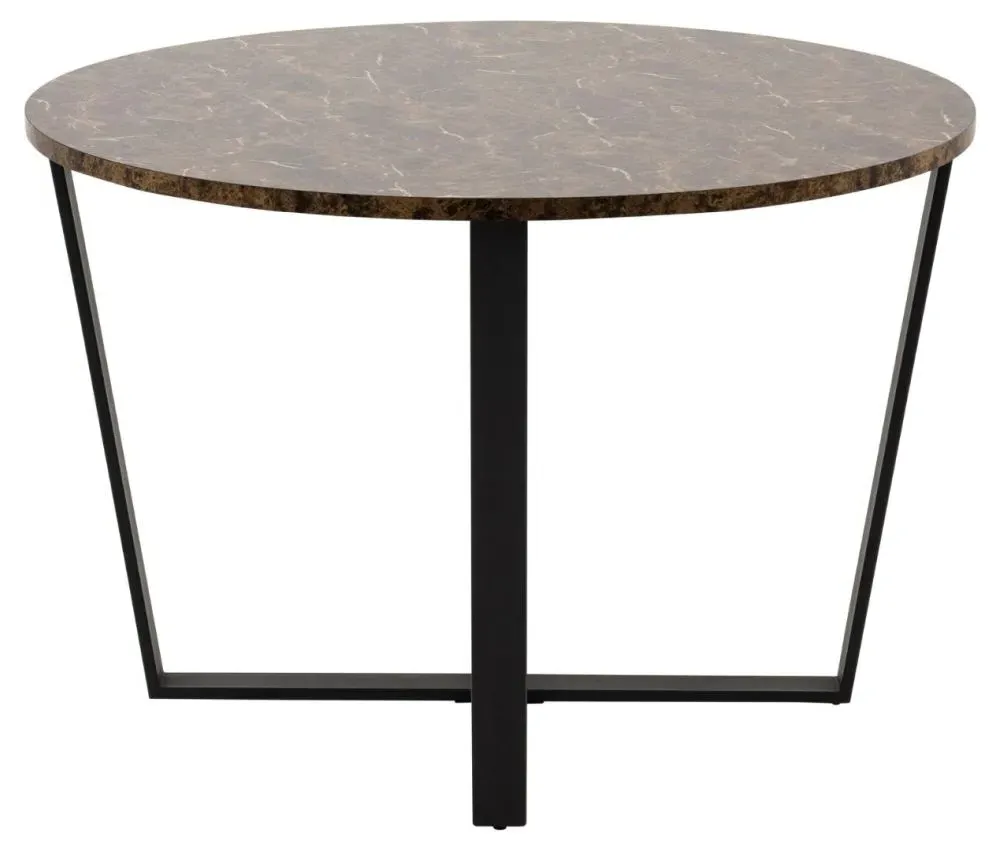 Amble 4 Seater Round Dining Table - Brown, Marble Effect
