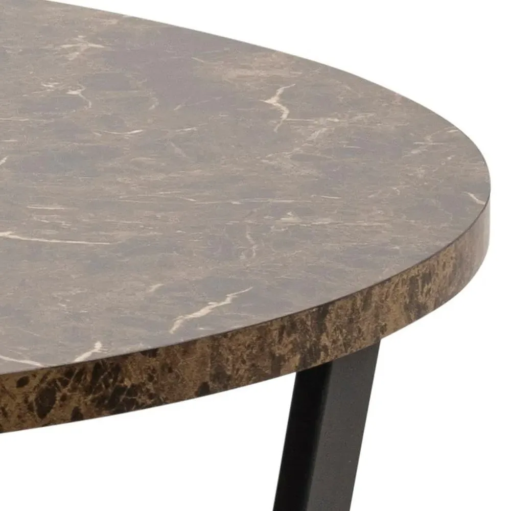 Amble 4 Seater Round Dining Table - Brown, Marble Effect