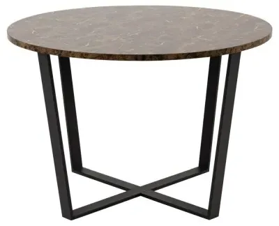 Amble 4 Seater Round Dining Table - Brown, Marble Effect image