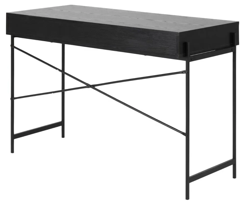 Angus Writing Desk with Sliding Door - Black, Melamine