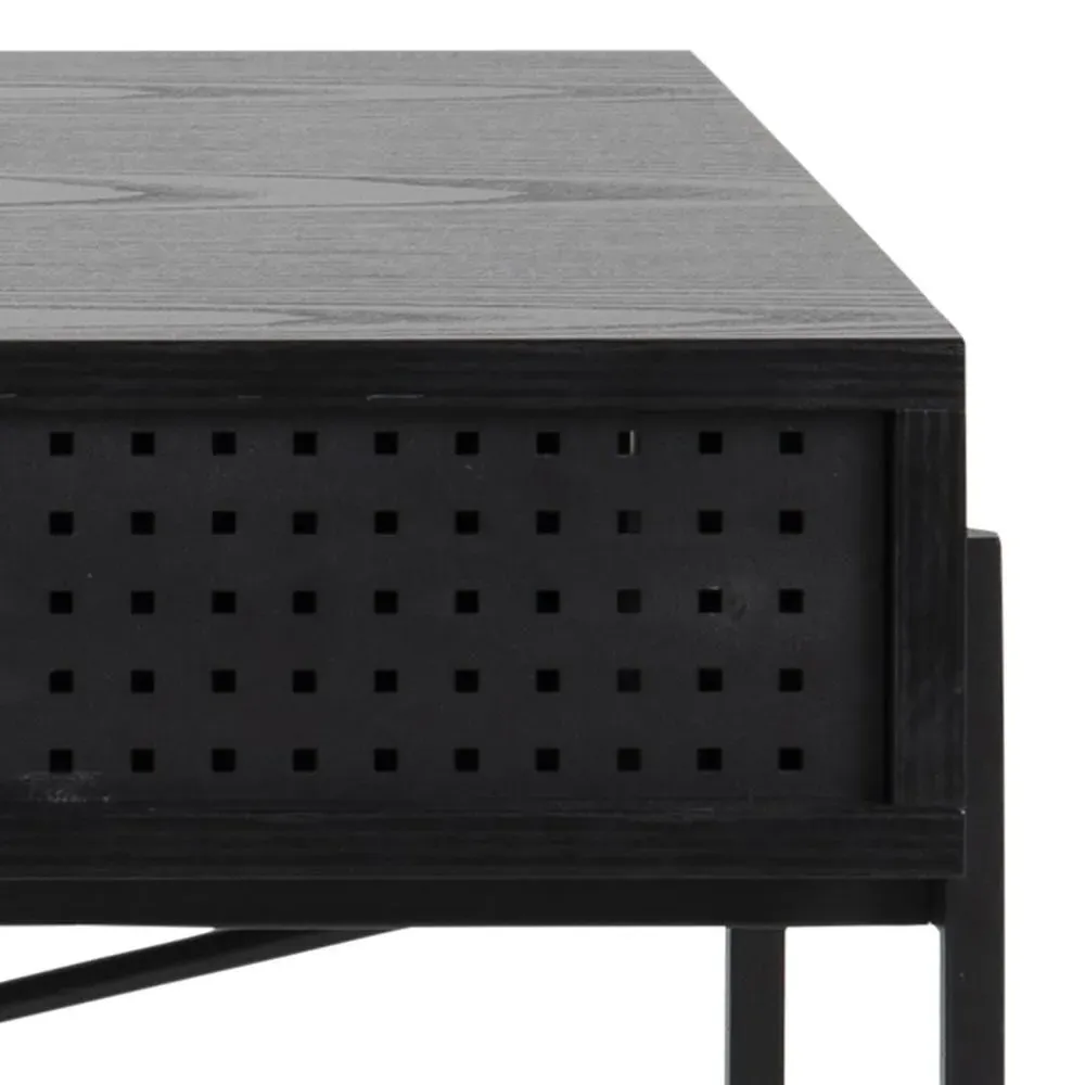 Angus Writing Desk with Sliding Door - Black, Melamine