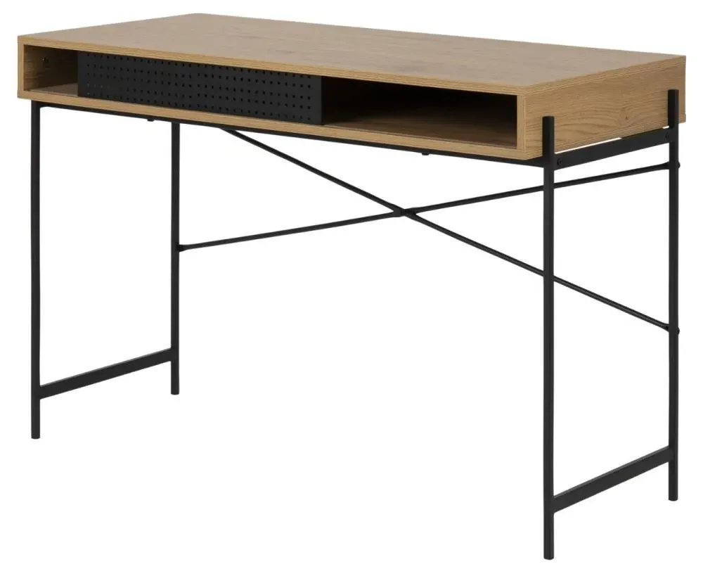 Angus Writing Desk with Sliding Door - Wild Oak