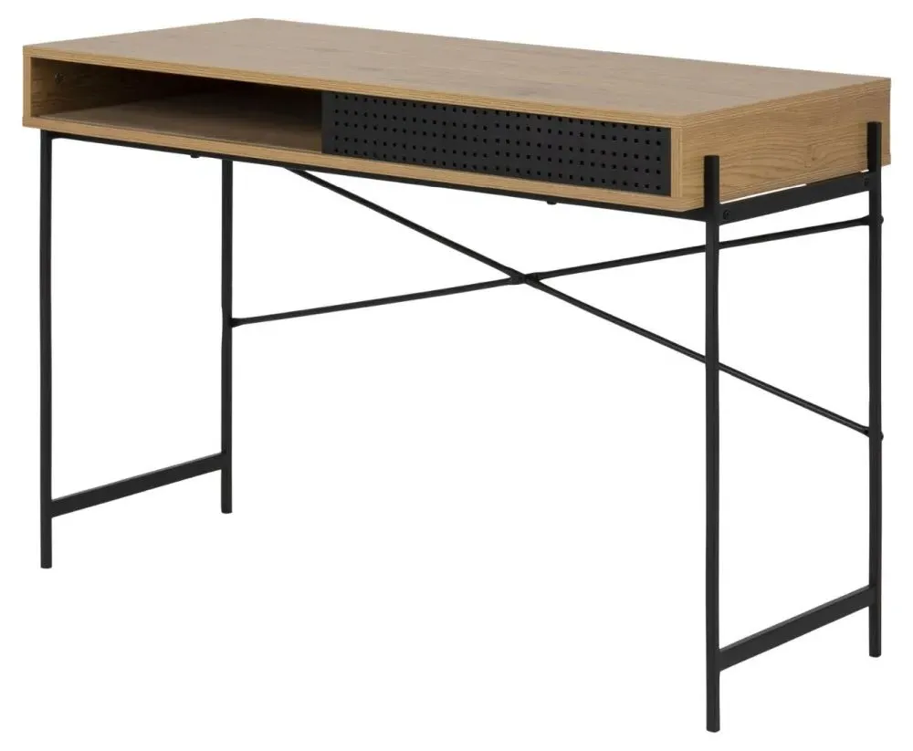 Angus Writing Desk with Sliding Door - Wild Oak