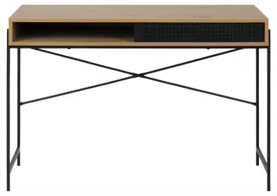 Angus Writing Desk with Sliding Door - Wild Oak