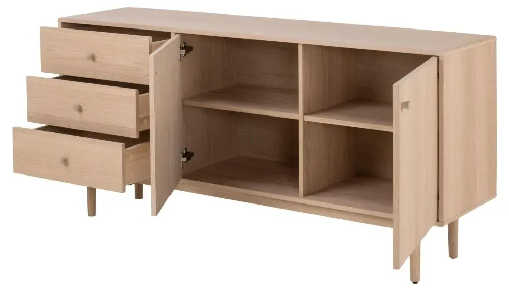 Aston Oak 160cm 2 Door Sideboard - White, Oak Veneer