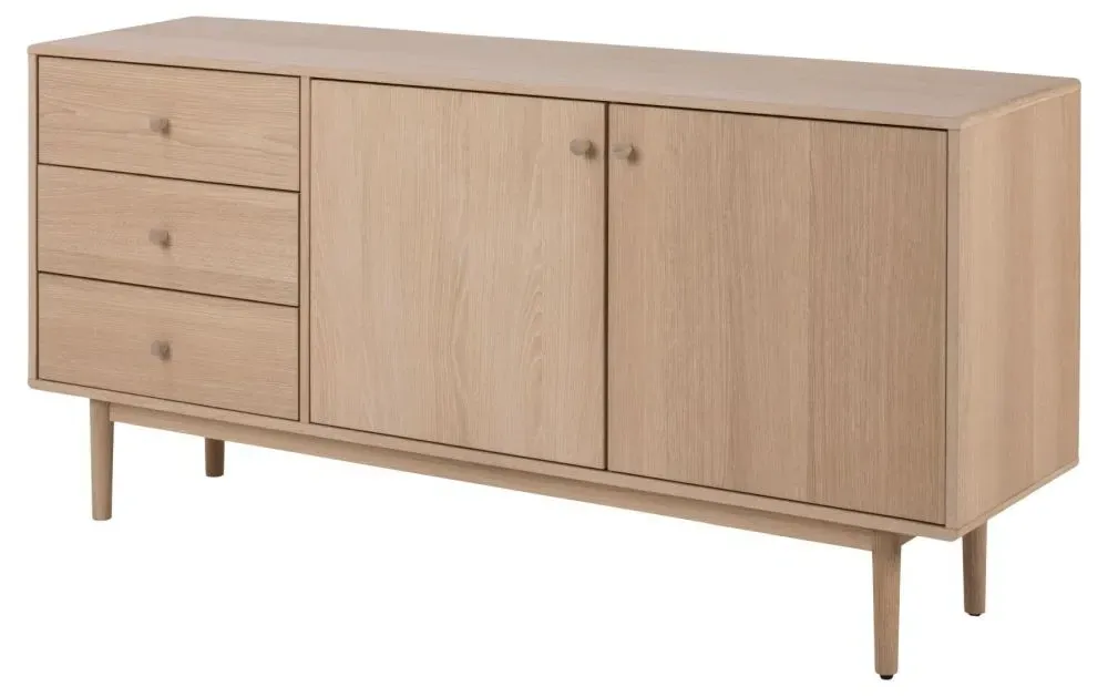 Aston Oak 160cm 2 Door Sideboard - White, Oak Veneer