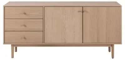 Aston Oak 160cm 2 Door Sideboard - White, Oak Veneer image