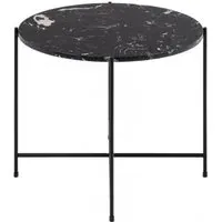 Avila Large Round Side Table - Black, Marble Effect