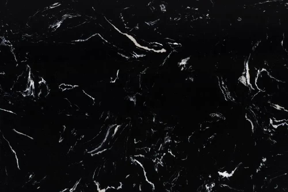 Avila Small Round Side Table - Black, Marble Effect