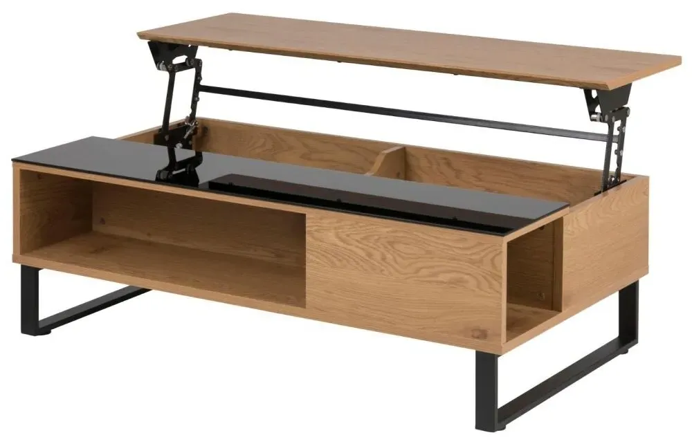 Azalea 110cm Lift Up Coffee Table - Black, Wild Oak