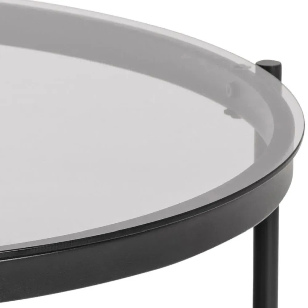 Bayonne Round Coffee Table - Black, Glass