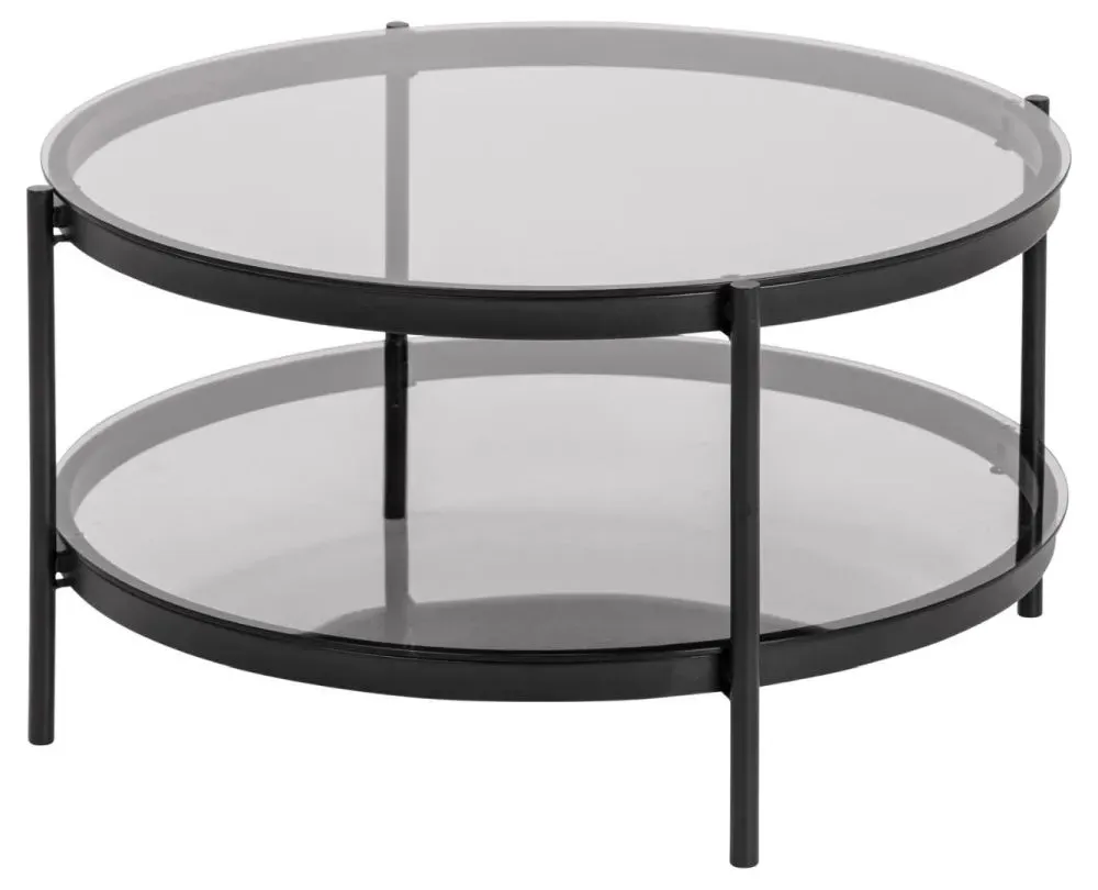 Bayonne Round Coffee Table - Black, Glass
