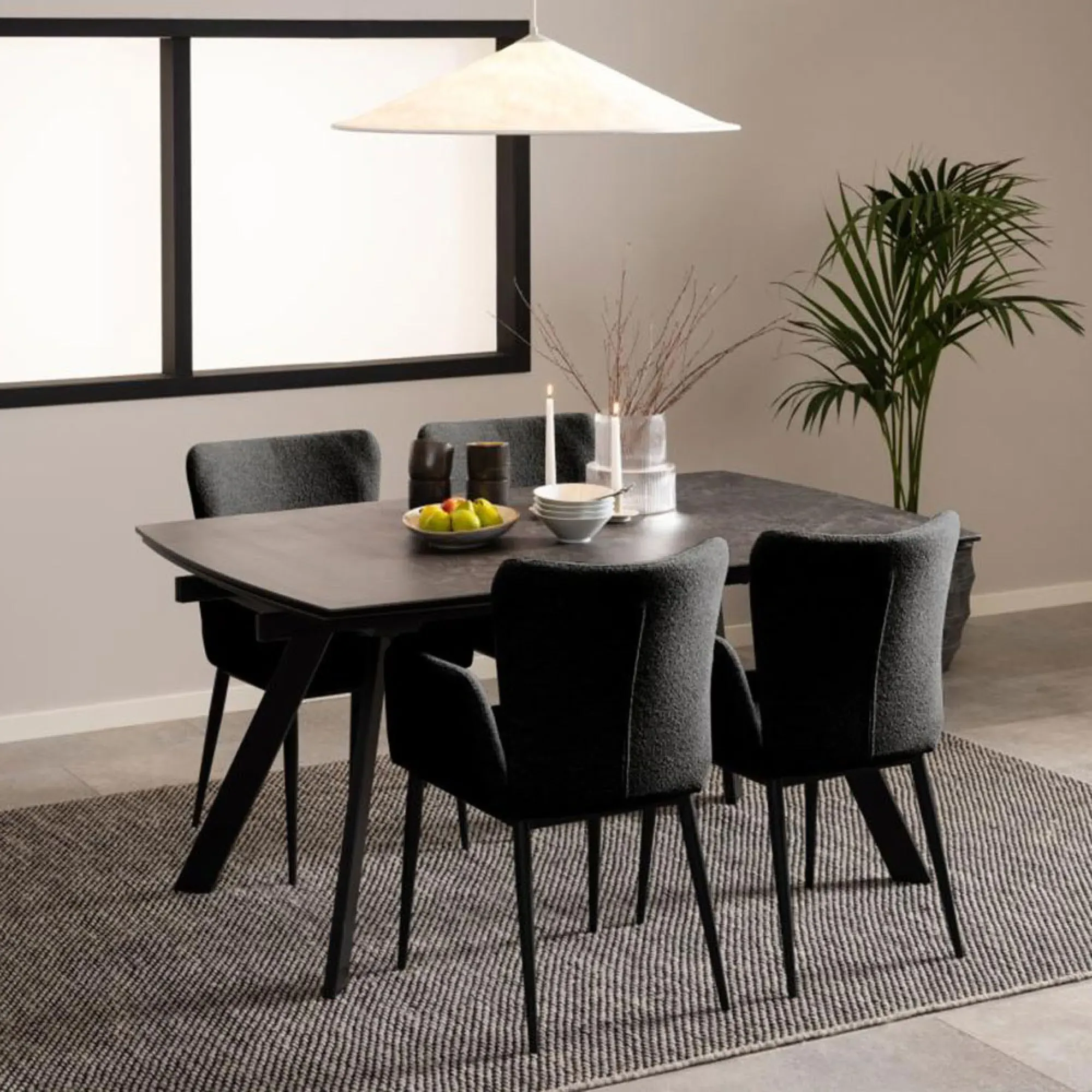 Blackburn 6-10 Seater Extending Dining Table - Black, Ceramic
