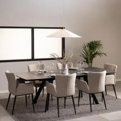 Blackburn 6-10 Seater Extending Dining Table - Black, Ceramic