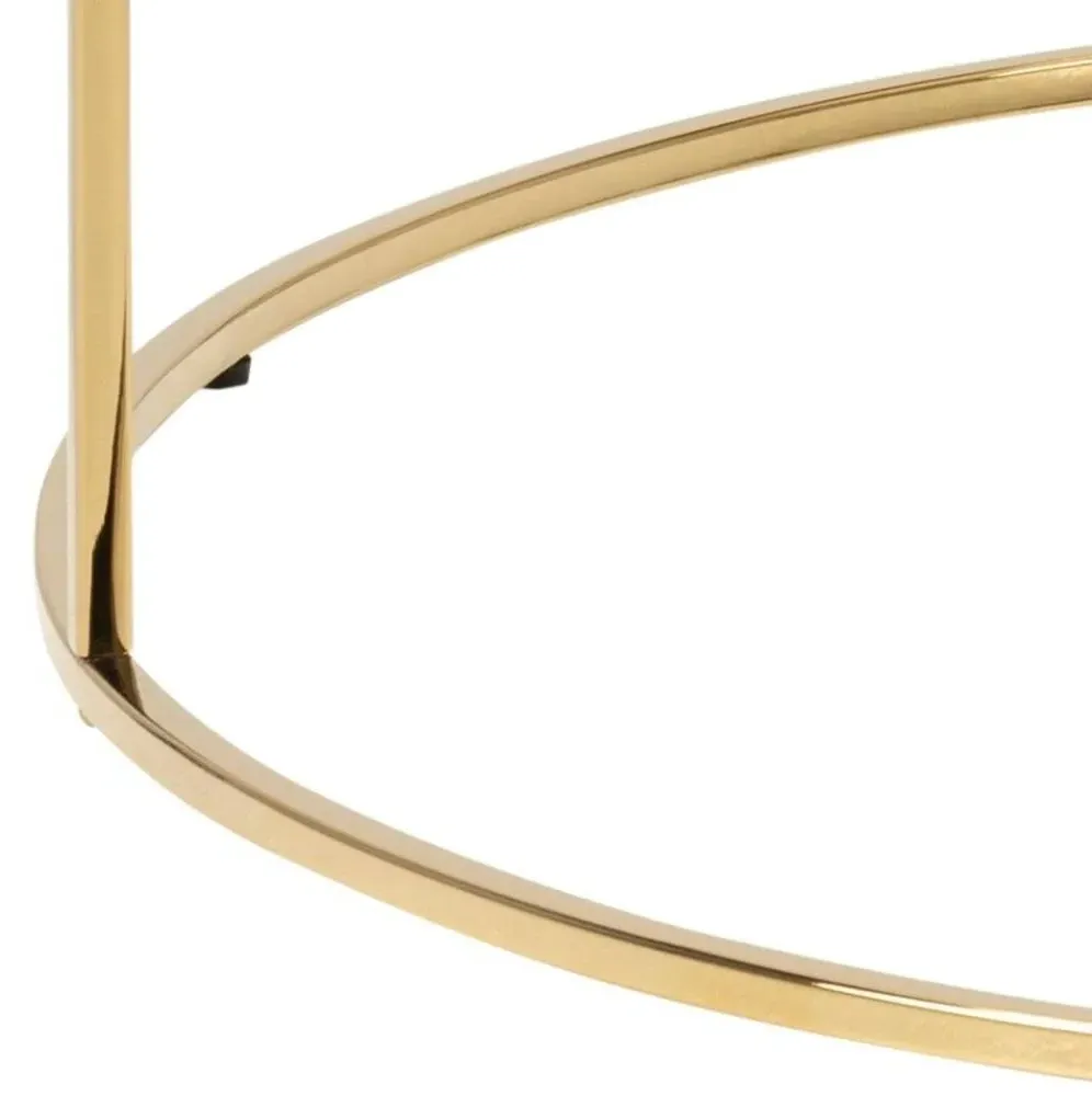 Bolton Round Coffee Table - White, Marble Effect