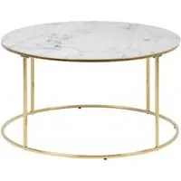Bolton Round Coffee Table - White, Marble Effect