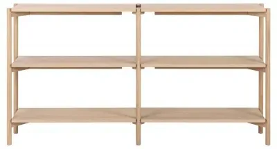 Braidwood Wide Bookcase with 4 Shelves - White, Oak
