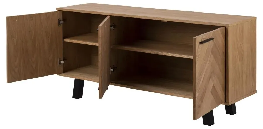Brighton 150cm 3 Door Sideboard - Oak Veneer