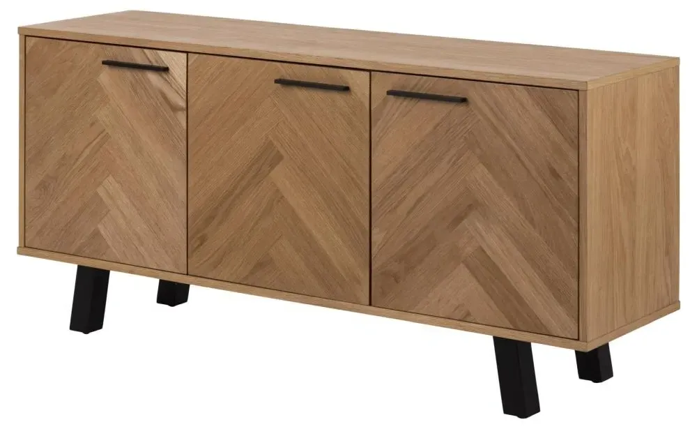 Brighton 150cm 3 Door Sideboard - Oak Veneer