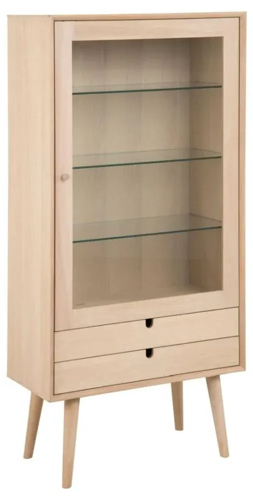 Century Oak 1 Door 2 Drawer Display Cabinet - Oak