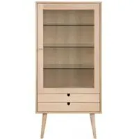 Century Oak 1 Door 2 Drawer Display Cabinet - Oak