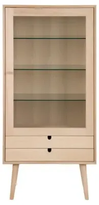 Century Oak 1 Door 2 Drawer Display Cabinet - Oak