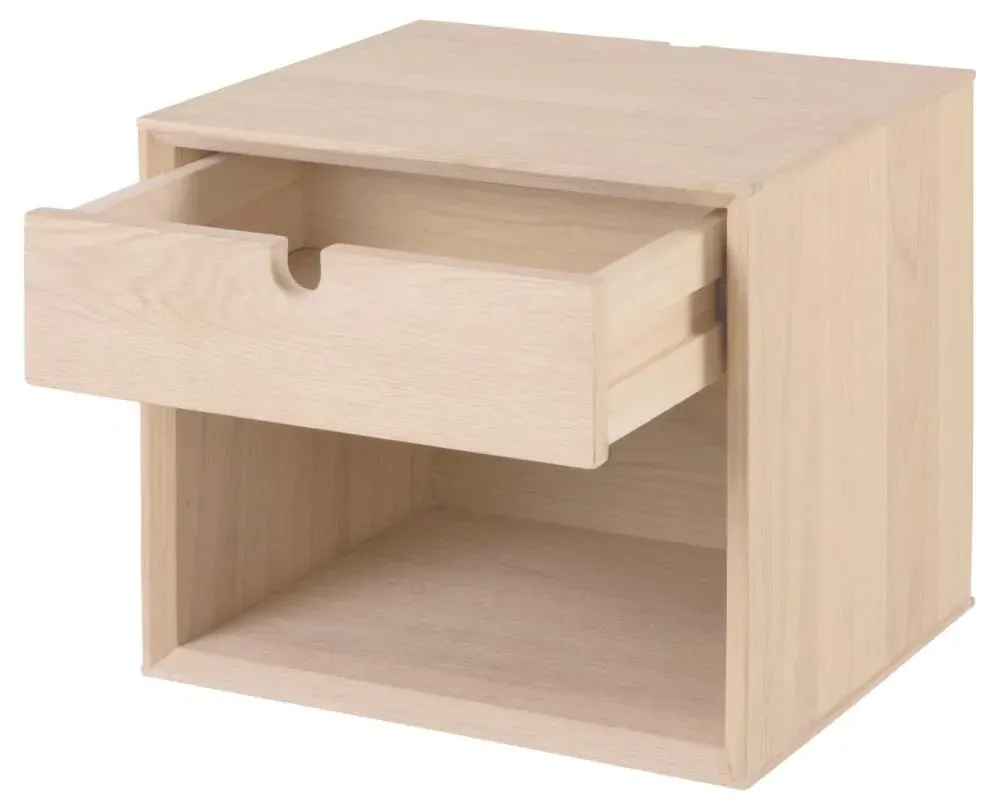 Century Oak 1 Drawer Tall Floating Bedside Cabinet - Oak