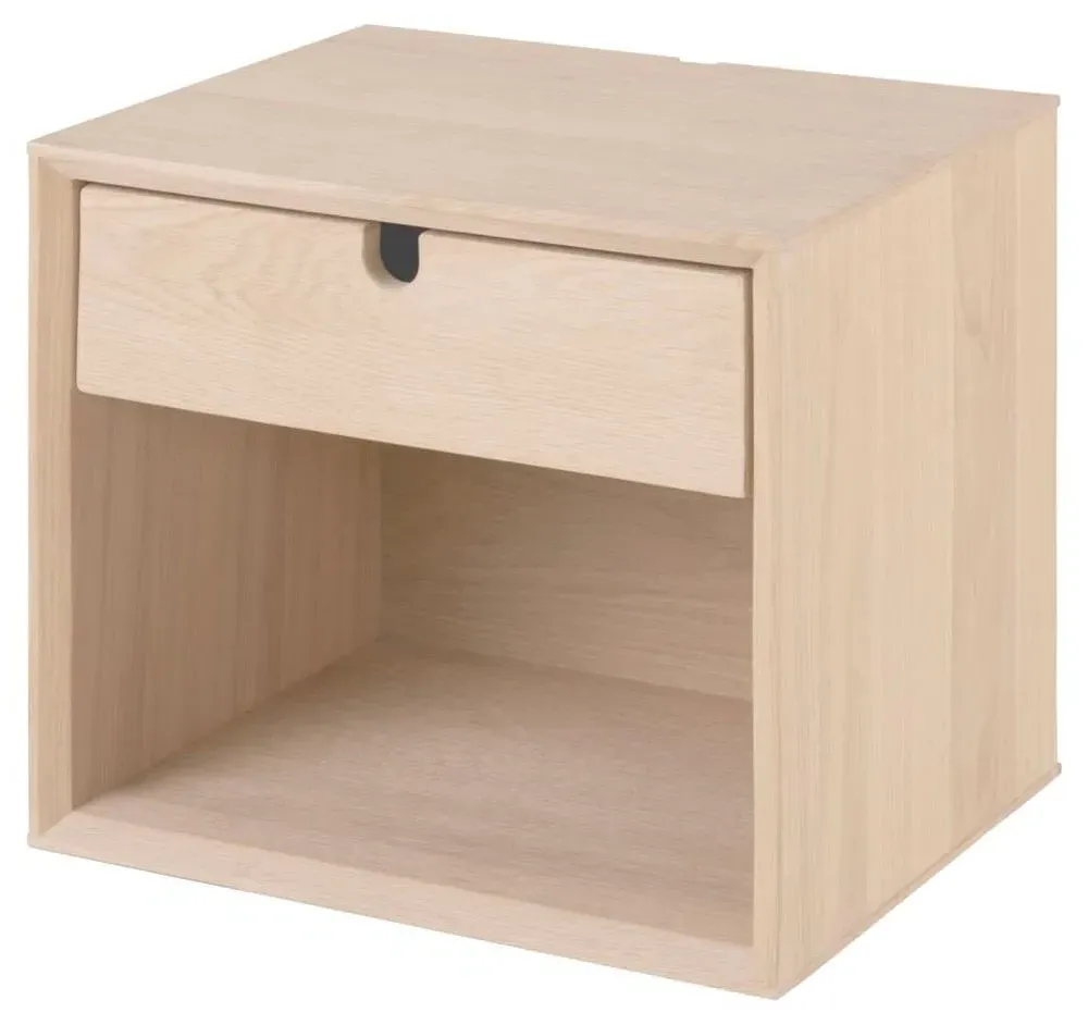 Century Oak 1 Drawer Tall Floating Bedside Cabinet - Oak