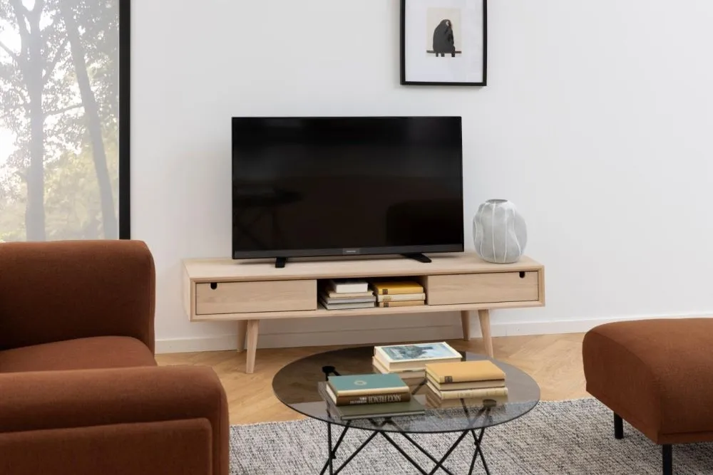 Century Oak 160cm TV Unit with Storage - Oak
