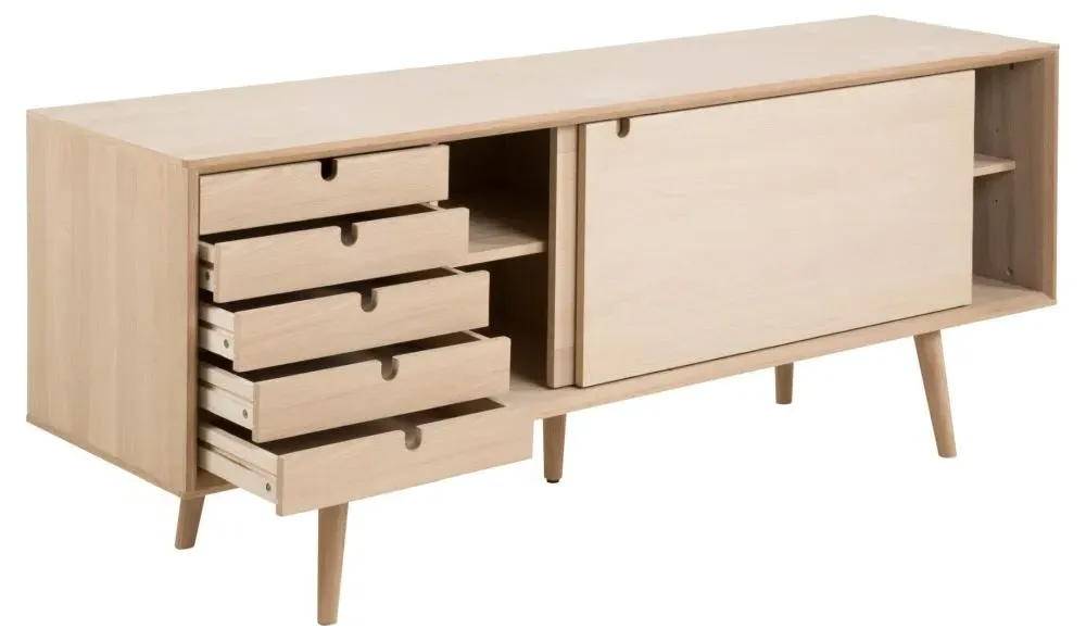 Century Oak 180cm 2 Door Sideboard - Oak Veneer