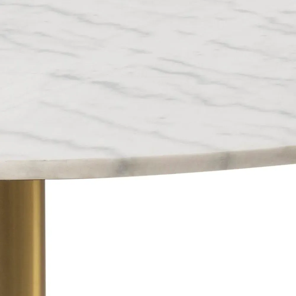 Corby 4 Seater Round Dining Table - White, Marble Effect