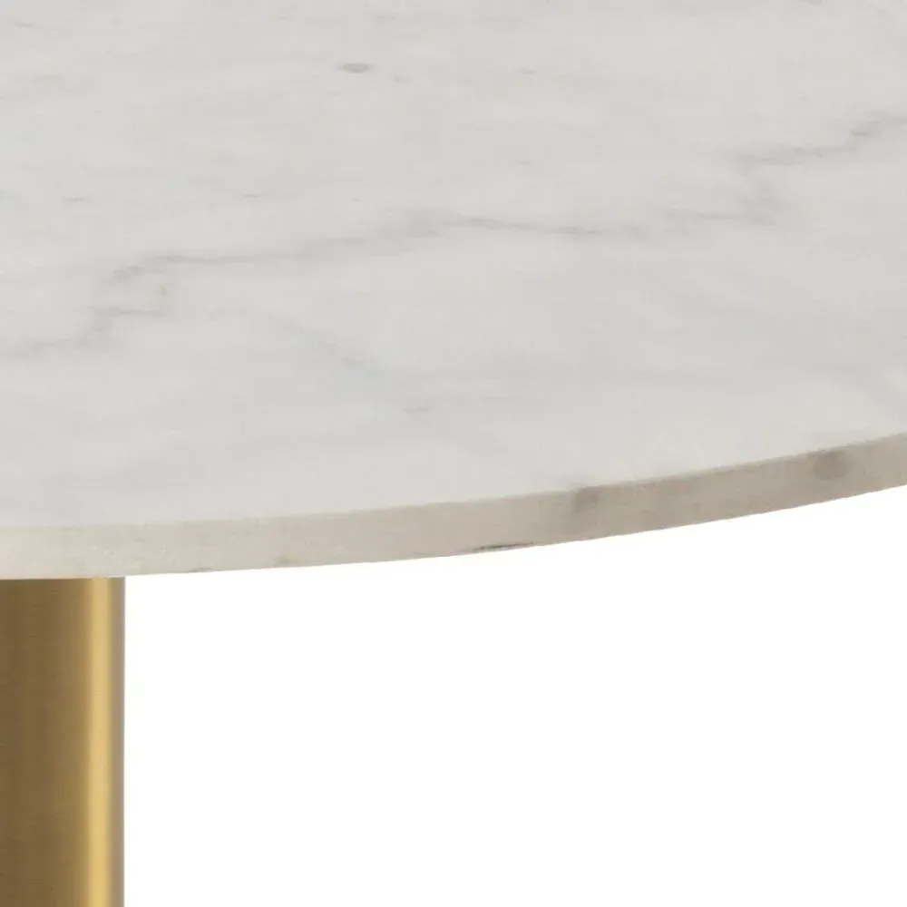 Corby Round Coffee Table - White, Marble Effect