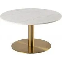 Corby Round Coffee Table - White, Marble Effect