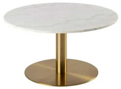 Corby Round Coffee Table - White, Marble Effect