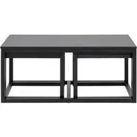 Cornus Coffee Table Set of 3 - Black, Oak Veneer