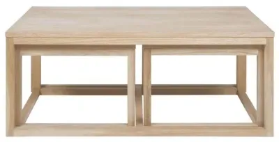 Cornus Coffee Table Set of 3 - White, Oak Veneer