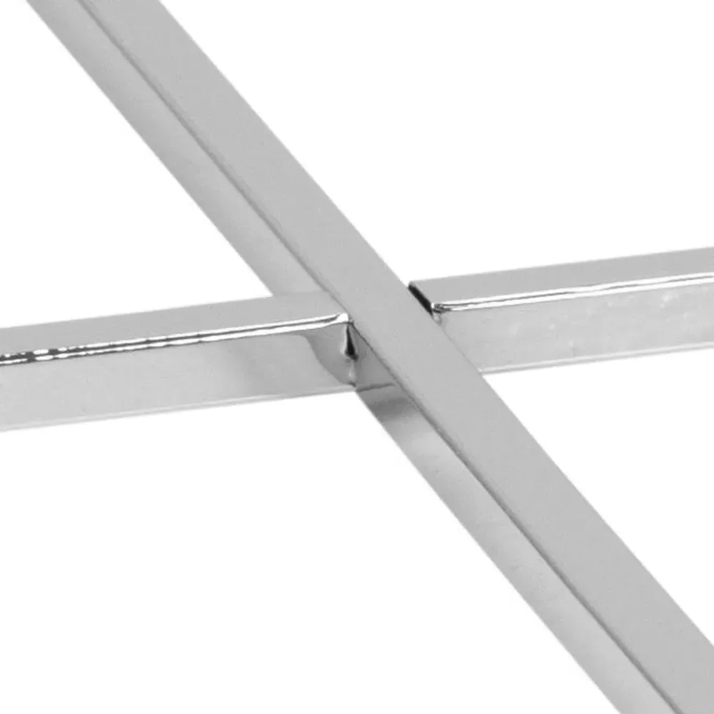 Cross Square Side Table - Clear, Chrome