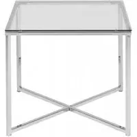 Cross Square Side Table - Clear, Chrome
